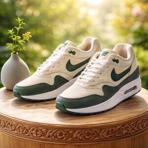 Nike Air Max 1 Shoes DZ3307 113 Kid's Size 5.5Y Pale ivory / Vintage Green White